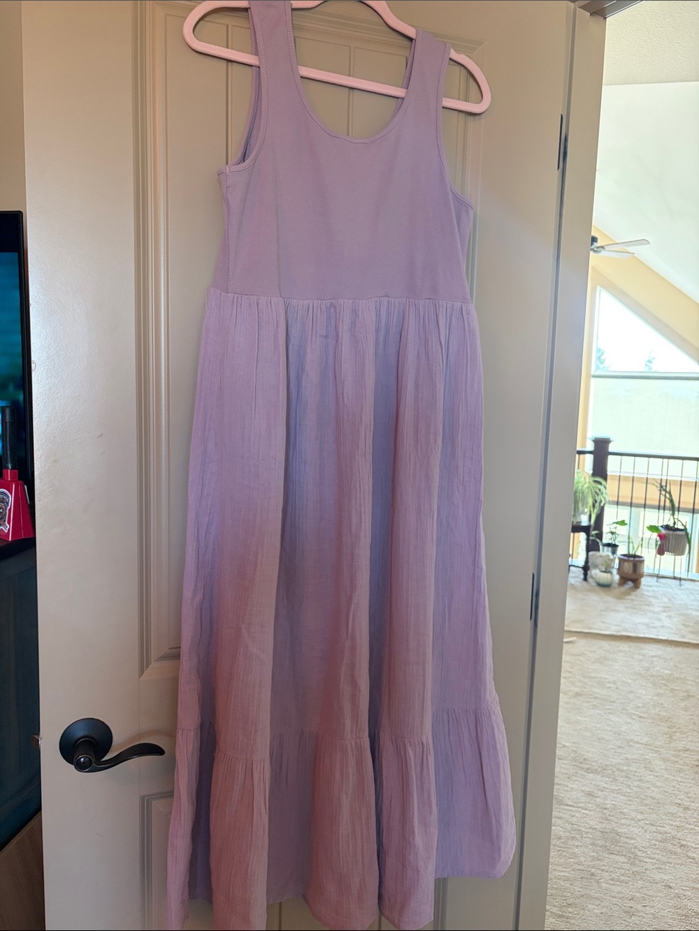 Salty Lemon Size 1XL Sleeveless Tiered Maxi Dress - Lavender